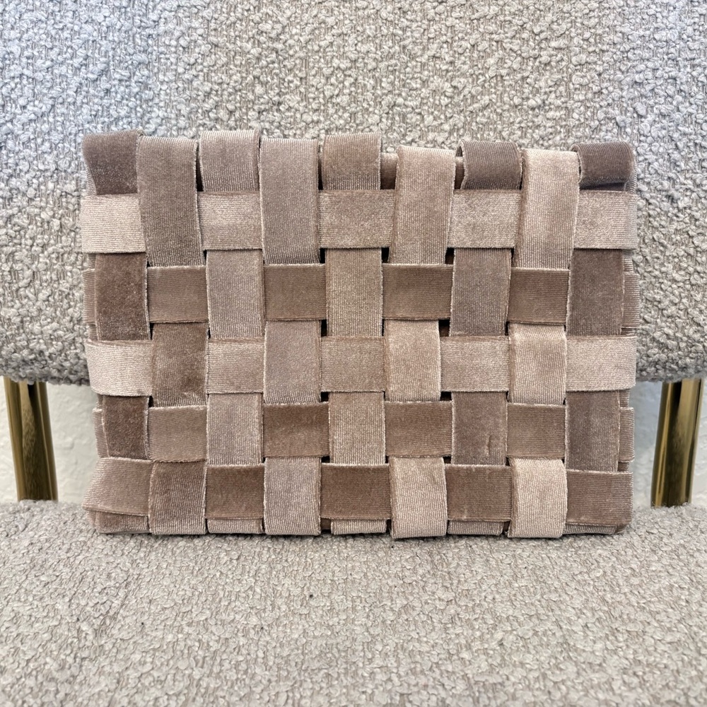LIKE NEW **Anthropologie Woven Velvet Lindy Taupe Clutch